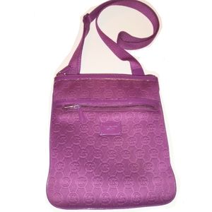 Bright Purple Michael Kors Monogram Embossed Messenger Bag